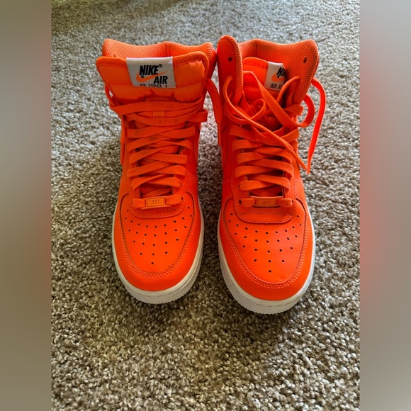 Neon orange NIKE AIR FORCE 1 HIGH LV8 (GS) "JUST DO IT" size 8 - Picture 16 of 16